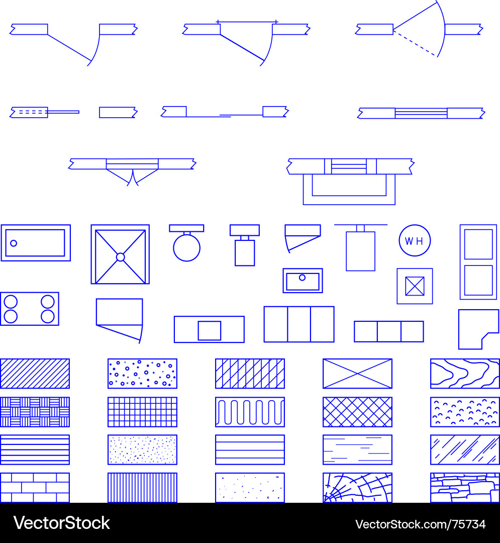 Architektur Blueprint Symbole Vektorbild