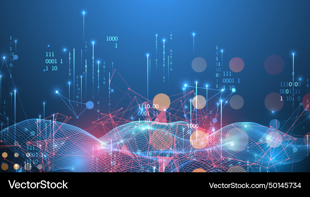 Big data abstract digital futuristic wireframe vector image