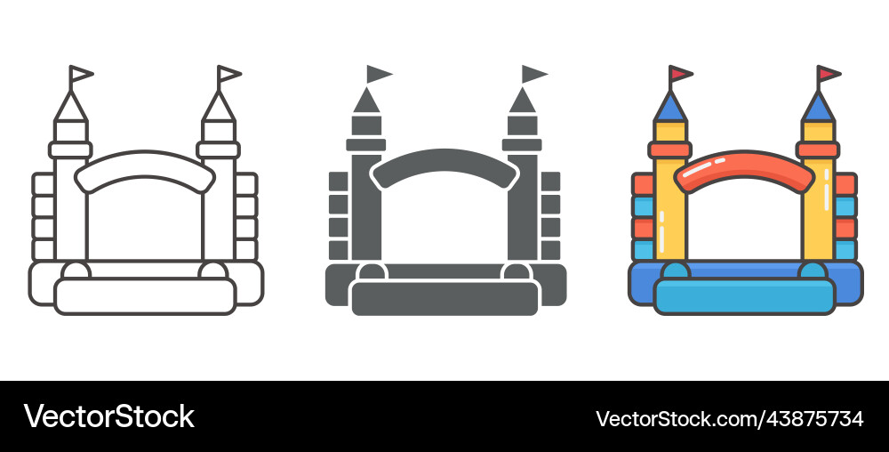Bouncy aufblasbare Burg Set Turm und Ausrüstung Bouncy aufblasbare Burg Set Turm und Ausrüstung vektorbild