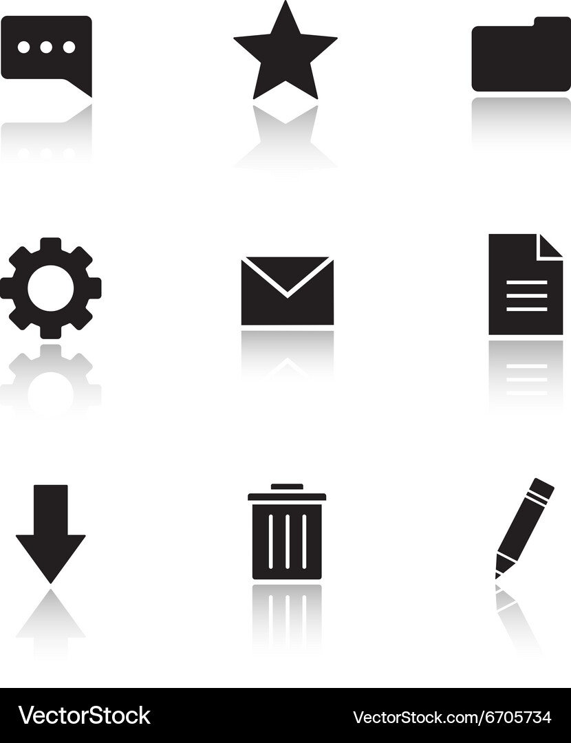 File manager drop shadow icons set Vector Image