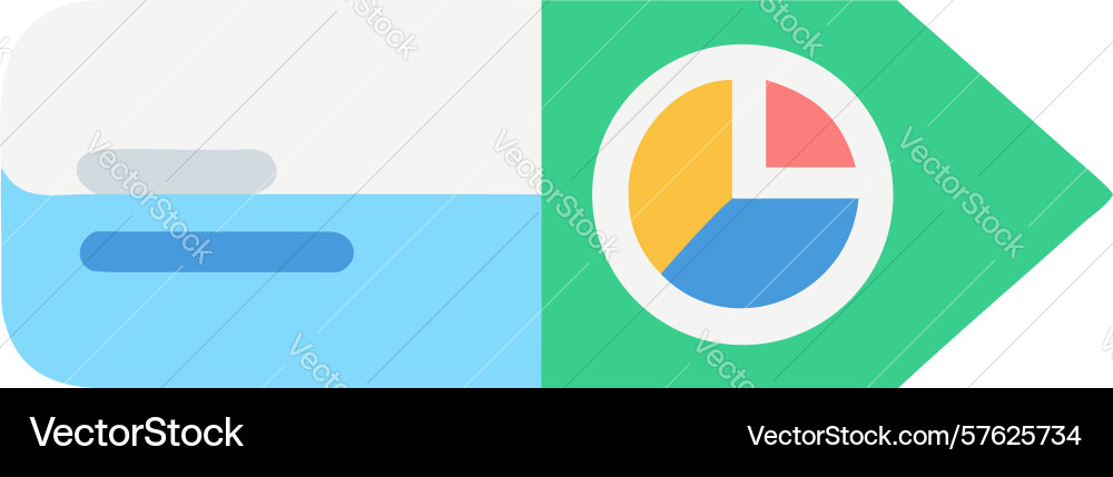 Information flow with pie chart icon in gradient vector image