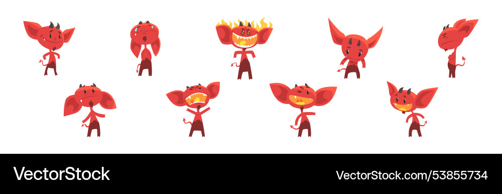 Red devil character with horns and face emotion Vector Image