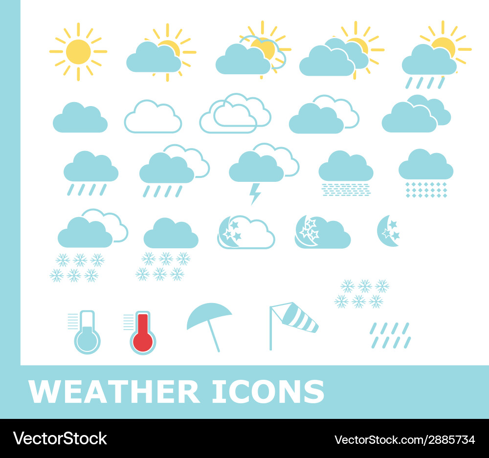 Set of weather icons for web and mobile vector image