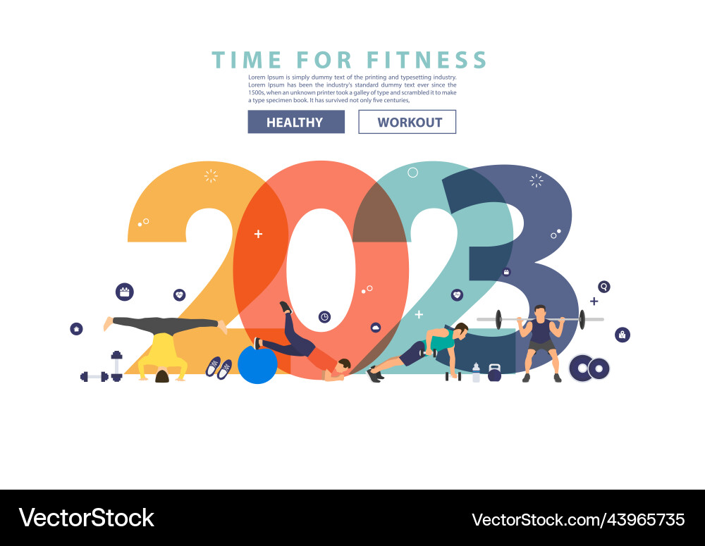 2023 new year fitness ideas concept man workout 2023 new year fitness ideas concept man workout vector image