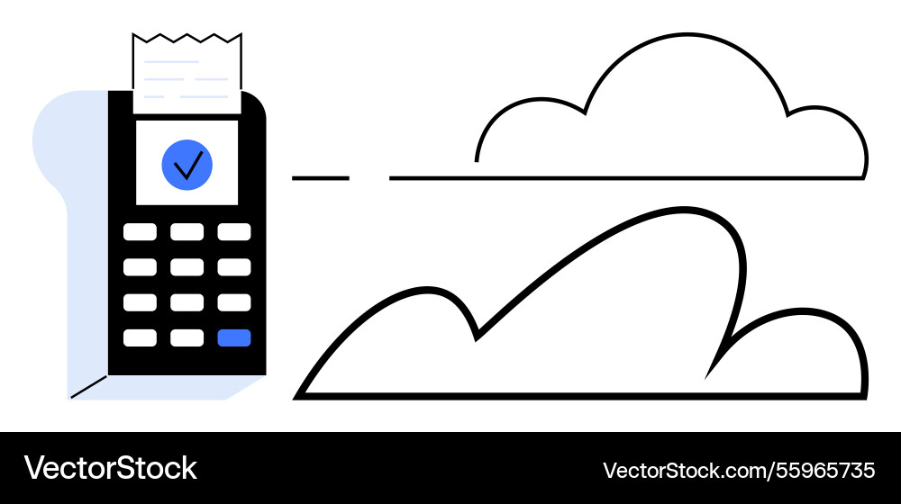 Digital receipt upload from calculator to cloud Digital receipt upload from calculator to cloud Vector Image