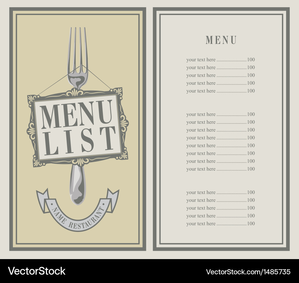 Elegant Menu with Frame Vector Image