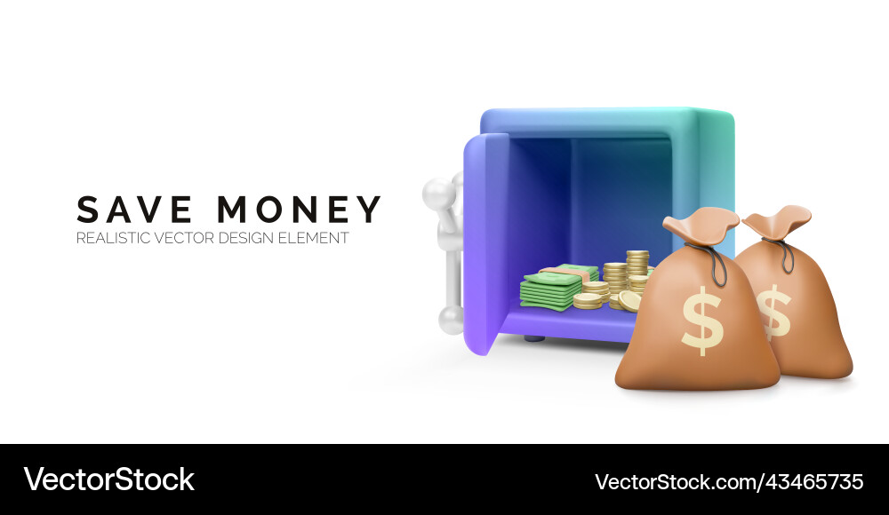 Metal safe with open door dollars and gold vector image