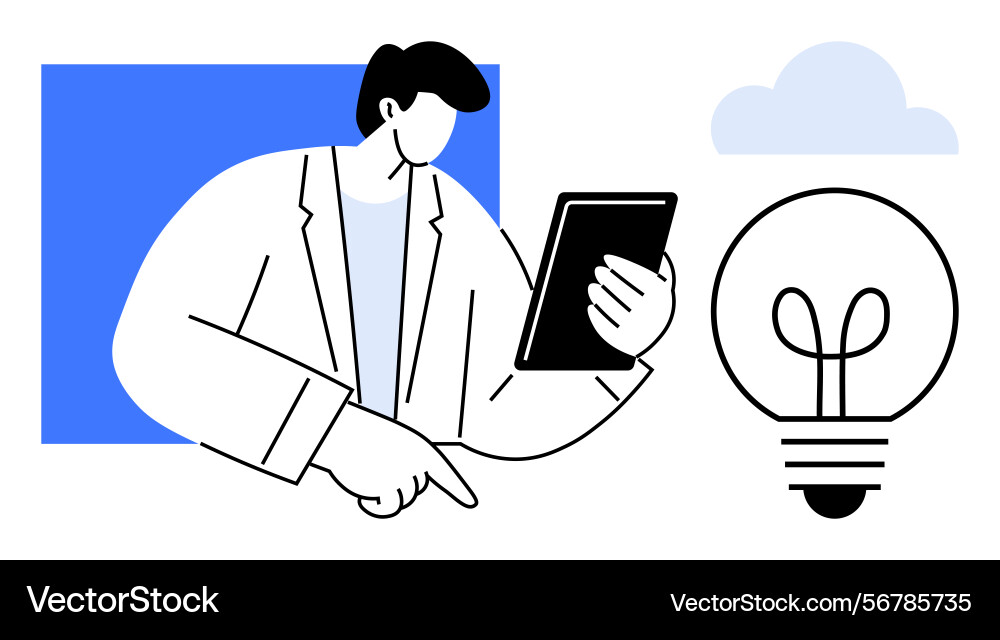 Professional analyzing digital data with tablet Professional analyzing digital data with tablet vector image