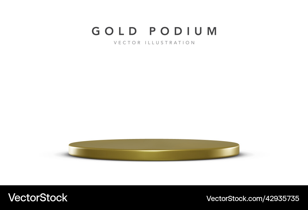 Realistic gold podium round winner pedestal 3d Realistic gold podium round winner pedestal 3d vector image