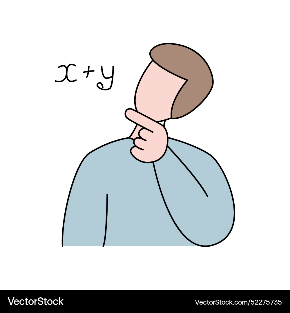 Student thinks about mathematical example vector image
