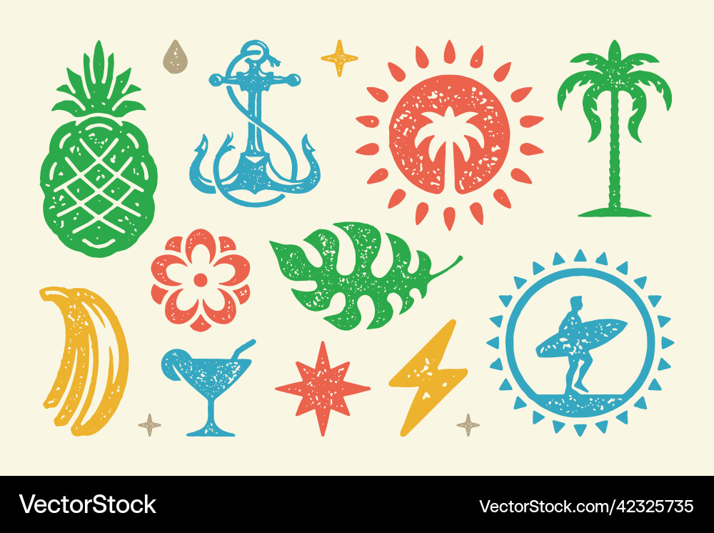 Summer symbols and objects set Summer symbols and objects set vector image