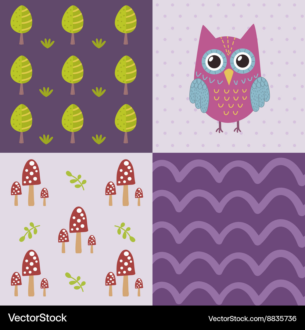 Baby shower pattern with a cute owl Vector Image