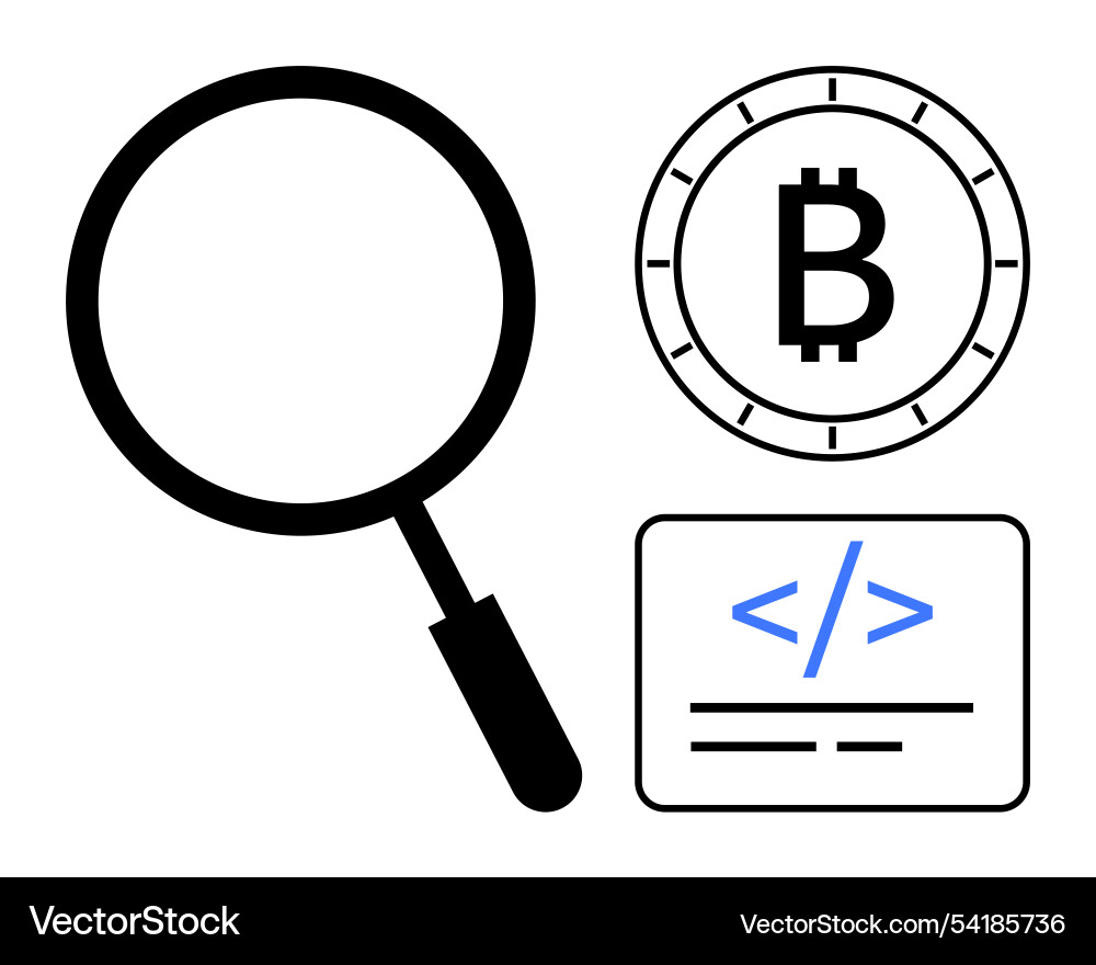 Cryptocurrency investigation with magnifying glass – Royalty-Free Vector |  VectorStock