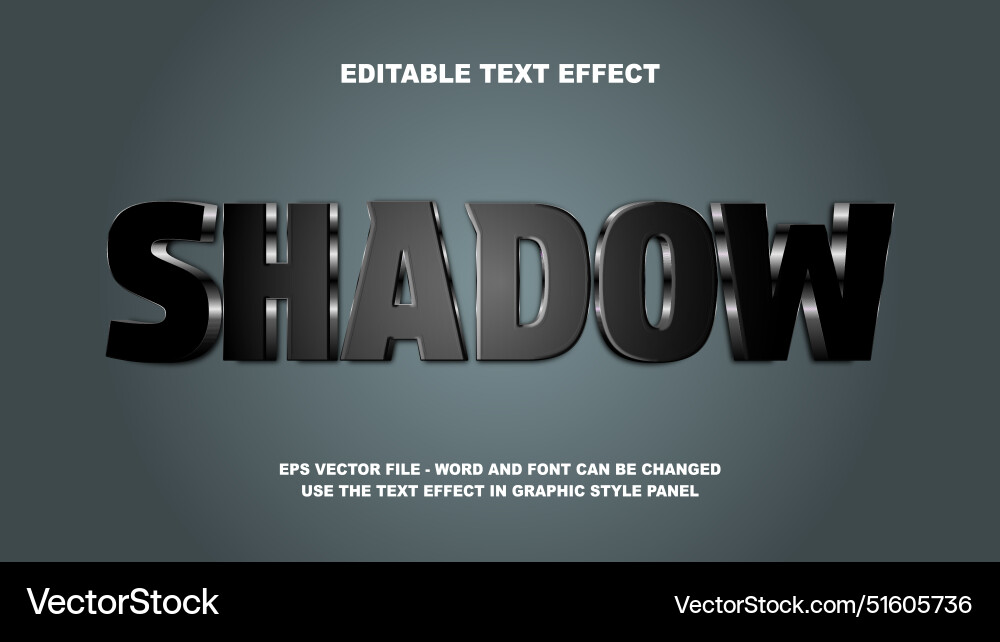 Editable text effect shadow 3d template vector image
