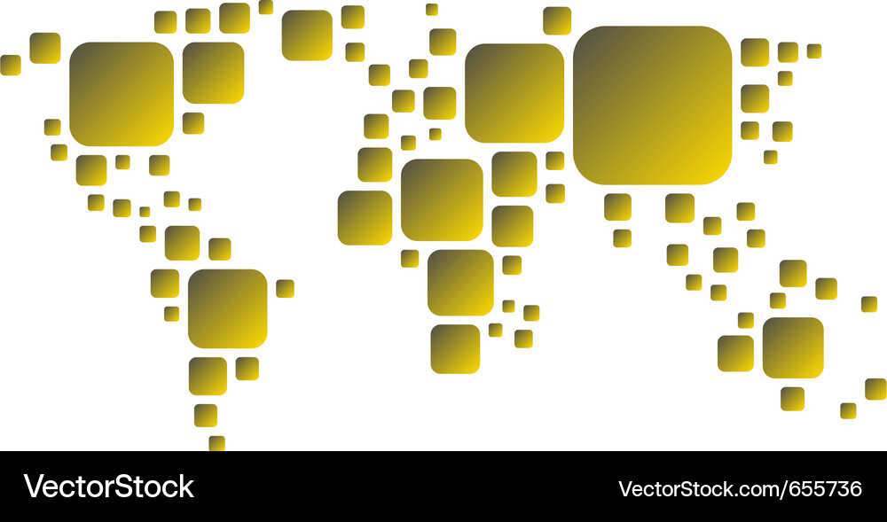 Golden Square World Map Vector Image