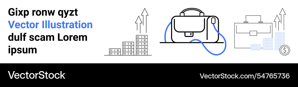 Office bag and briefcase with increasing graphs vector image
