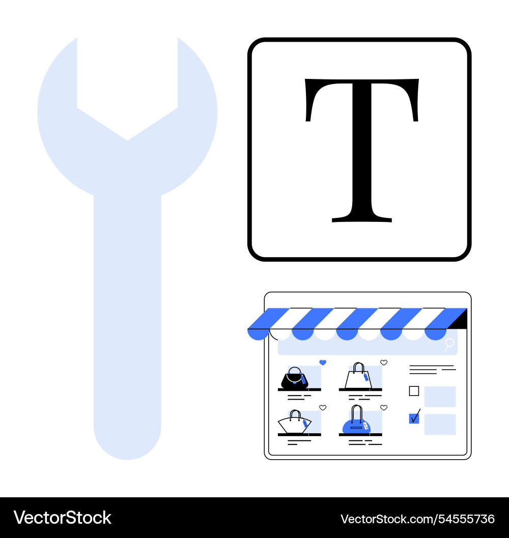 Online store setup with website design tools vector image