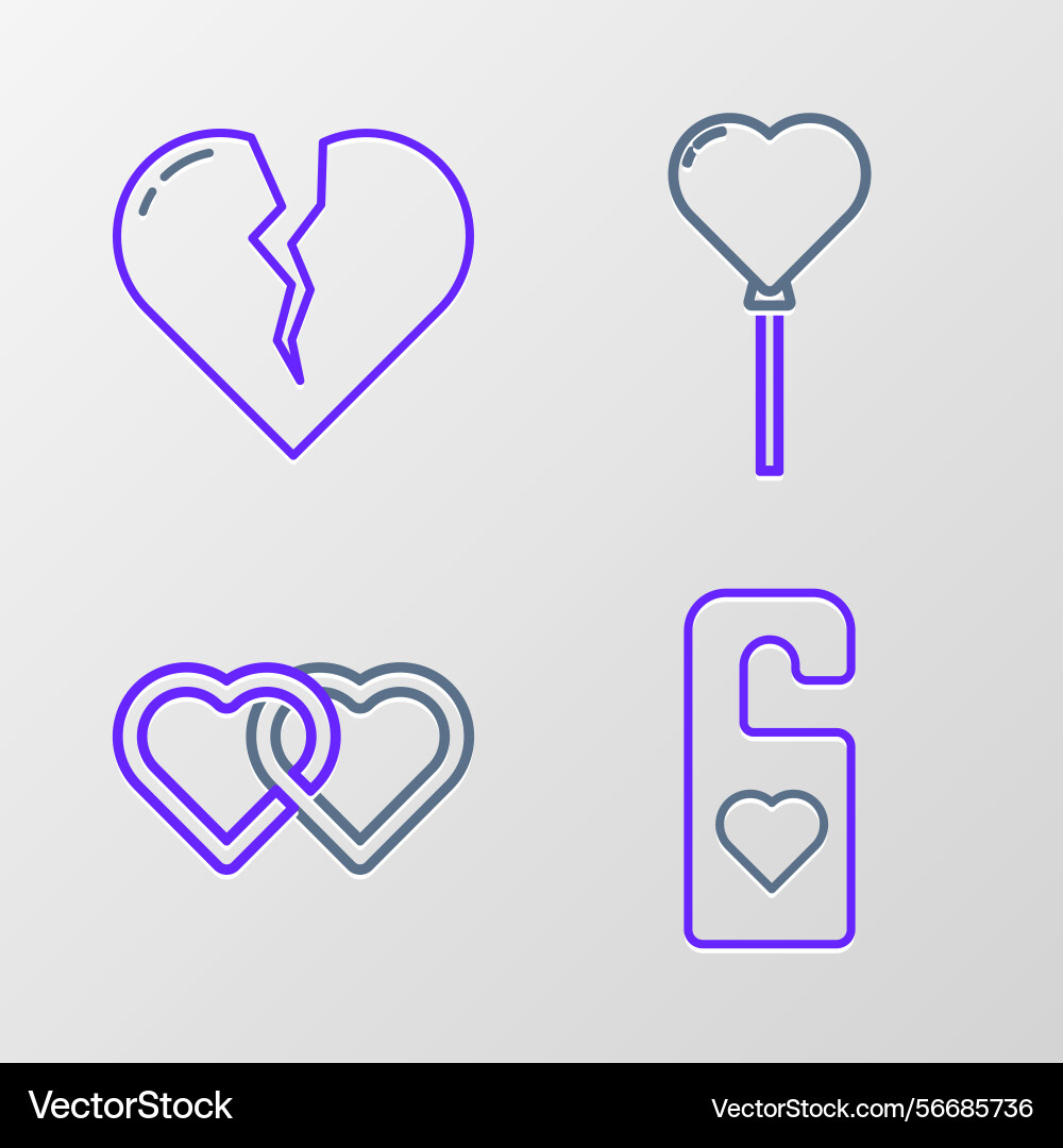 Set line please do not disturb with heart two Set line please do not disturb with heart two vector image