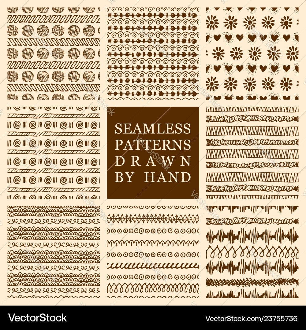 Set of hand drawn seamless patterns Vector Image