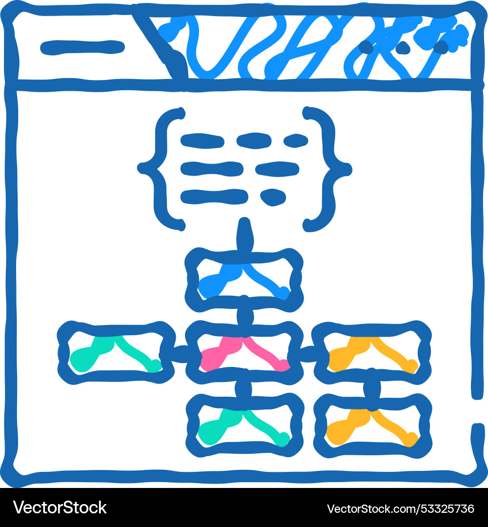 Structured data markup seo icon doodle Structured data markup seo icon doodle vector image