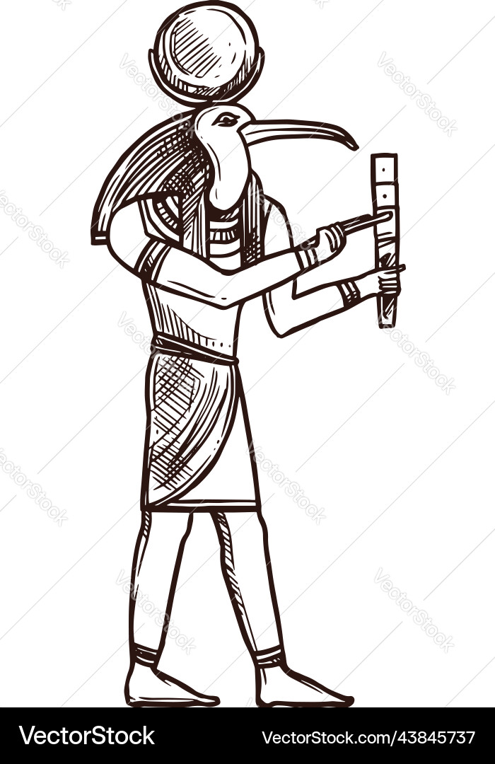 Ancient egypt thoth god egyptian deity in sketch Ancient egypt thoth god egyptian deity in sketch vector image