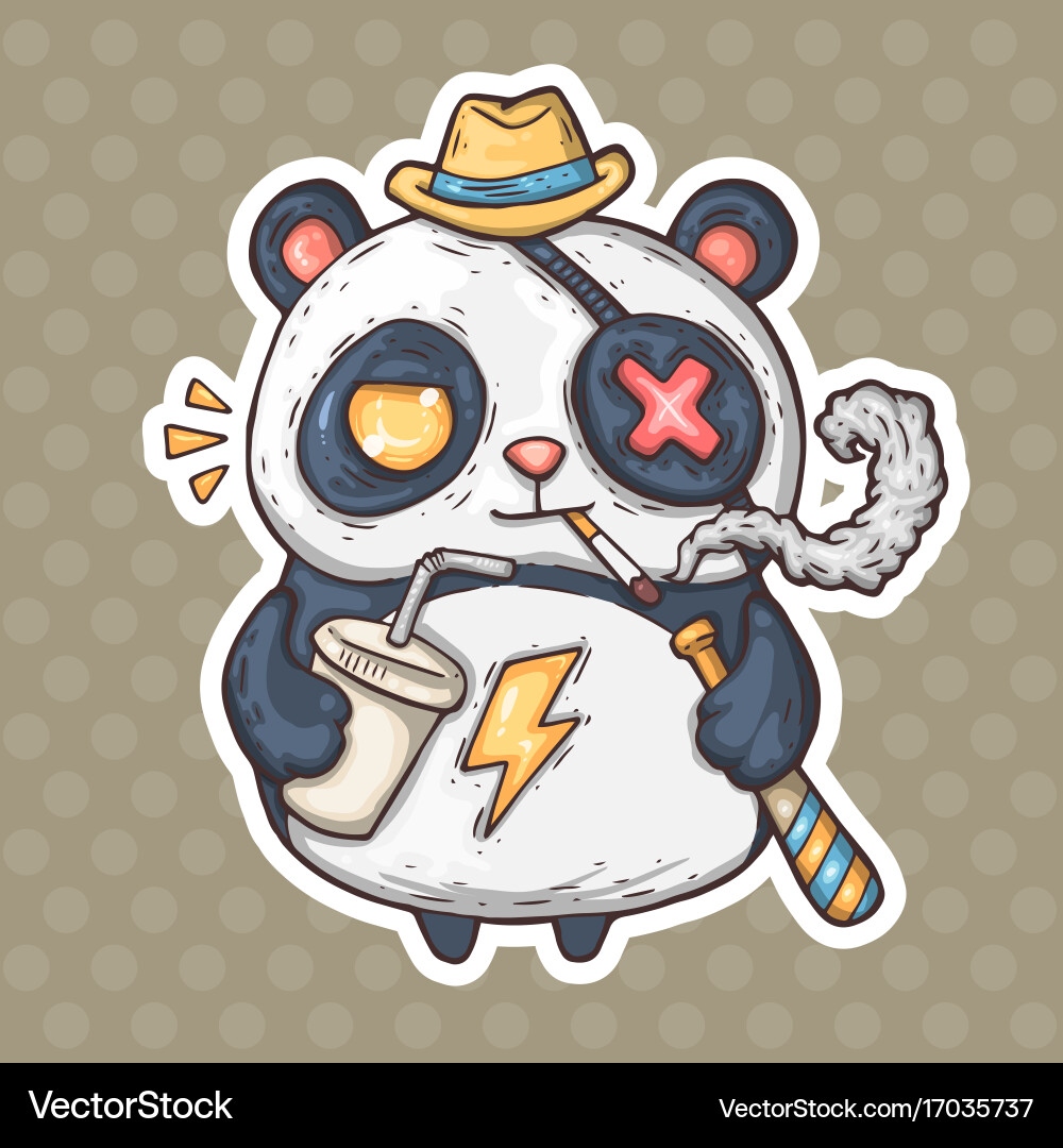 Cartoon smoking panda Royalty Free Vector Image