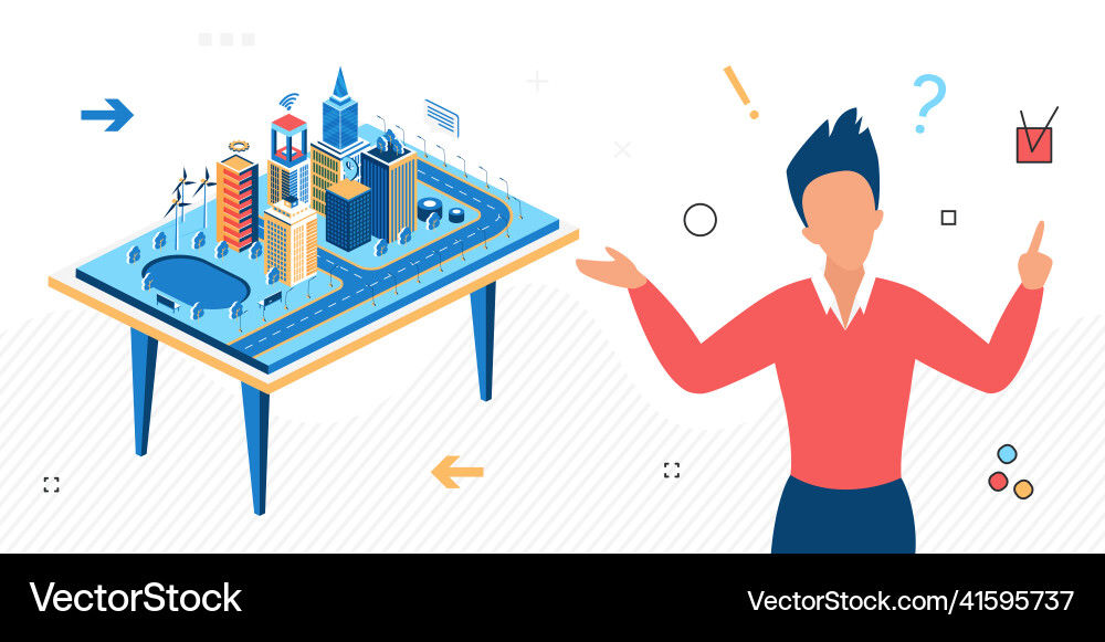 Futuristic smart city optimizing improved project vector image
