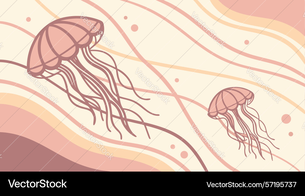 Multiple jellyfish floating in serene abstract vector image