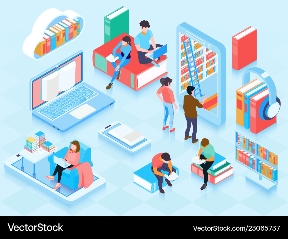 Online library isometric elements composition Vector Image
