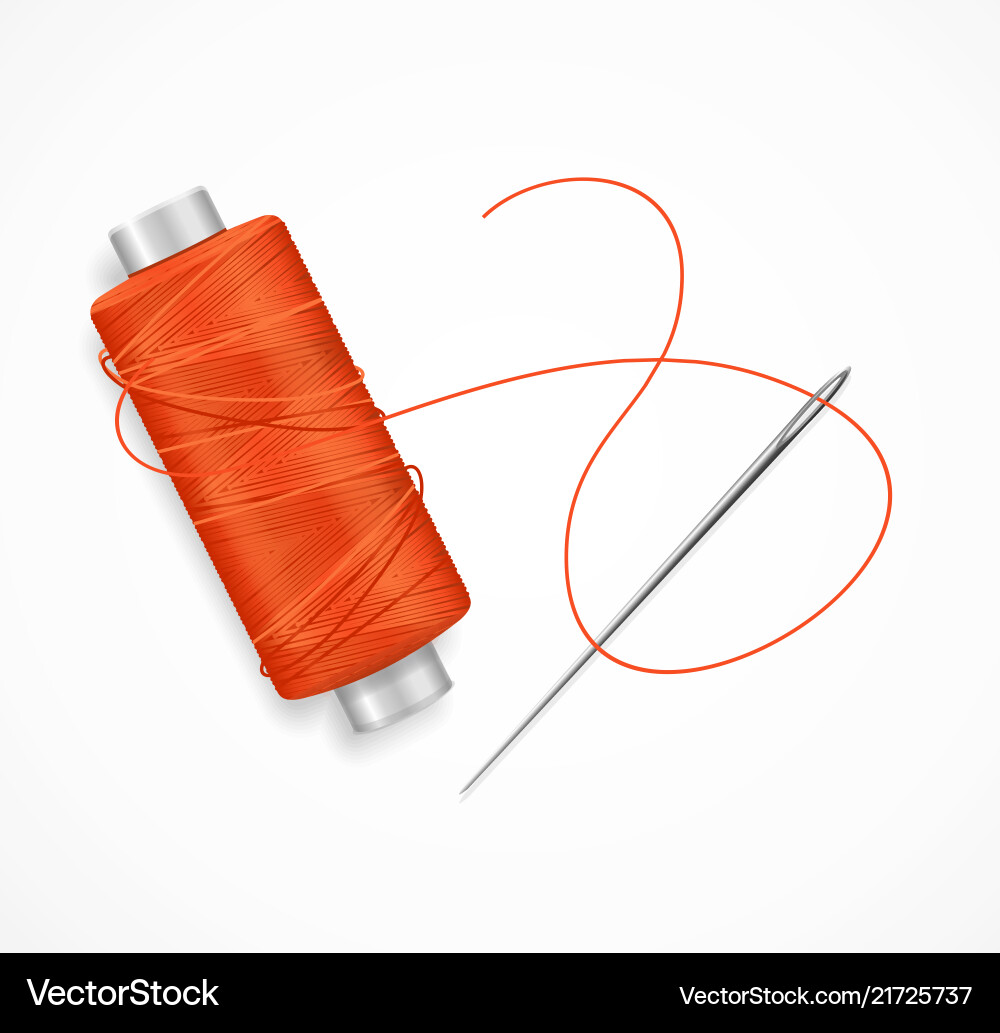 Realistic detailed 3d needle and thread Realistic detailed 3d needle and thread vector image