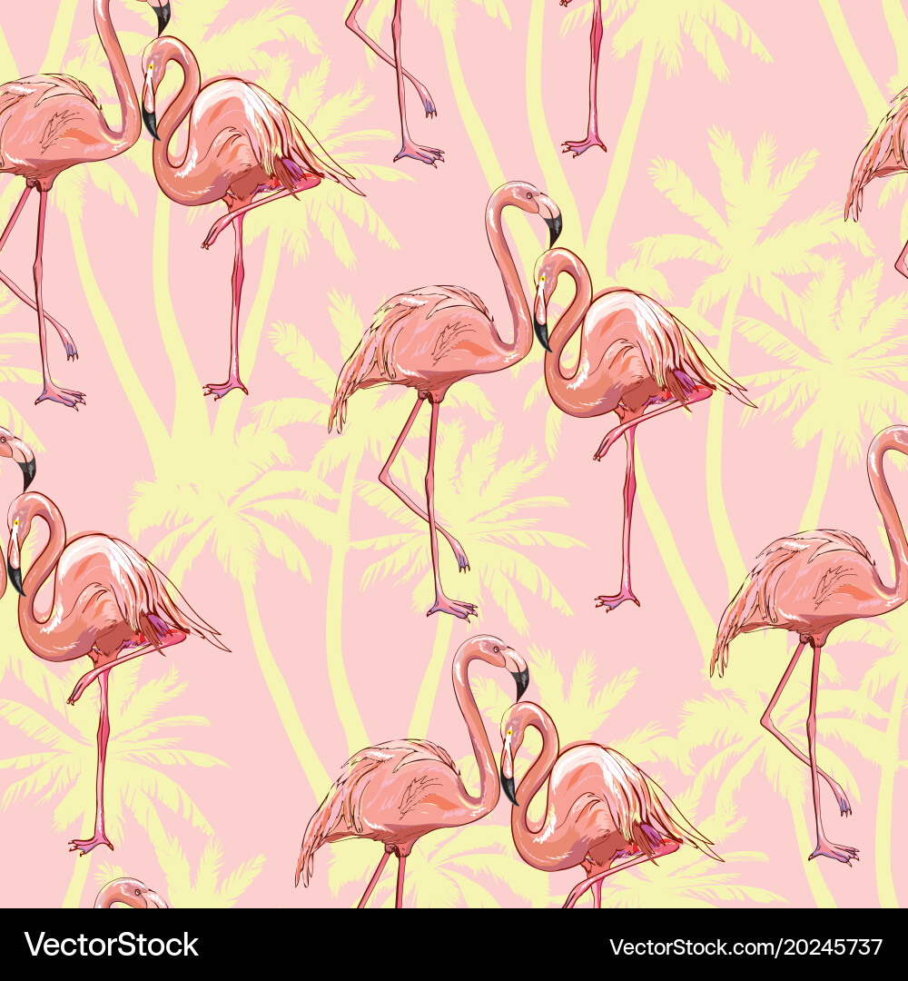 Seamless flamingo pattern vector image