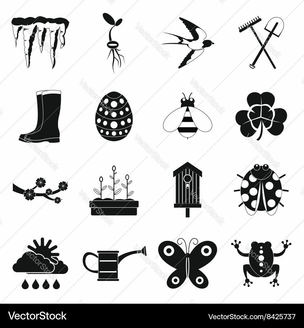 Spring icons set simple style vector image