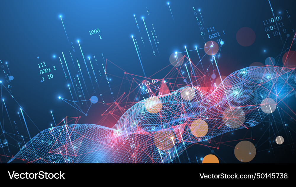Big data abstract digital futuristic wireframe vector image
