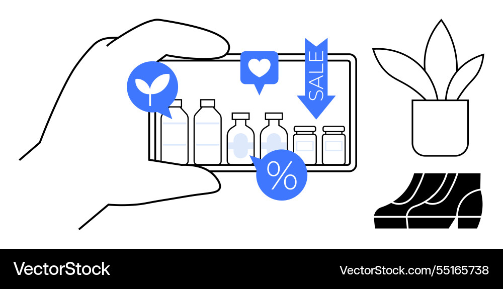 Online shopping on mobile device with interactive Online shopping on mobile device with interactive vector image