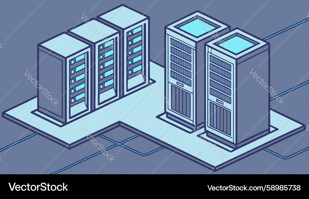 Server Racks Isometric View Vector Image