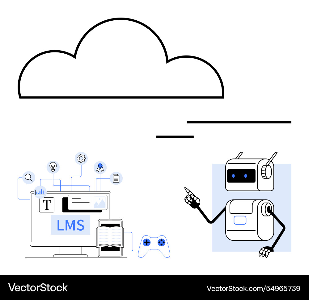 Cloud computing concept with lms education robot Vector Image