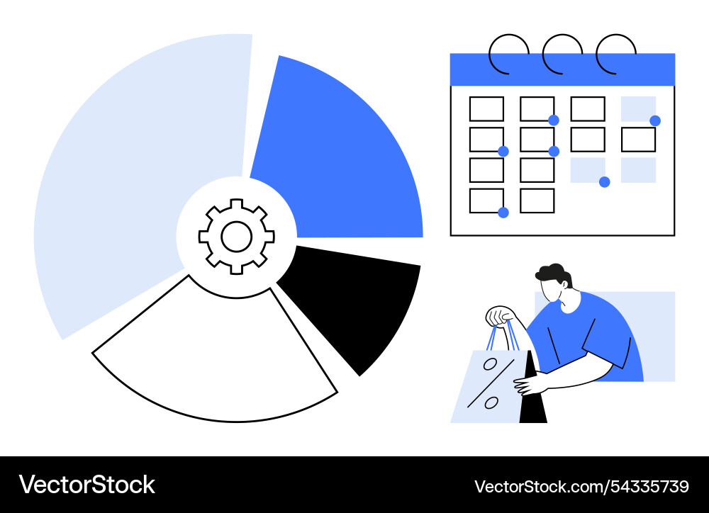 Data visualization with pie chart calendar Data visualization with pie chart calendar vector image