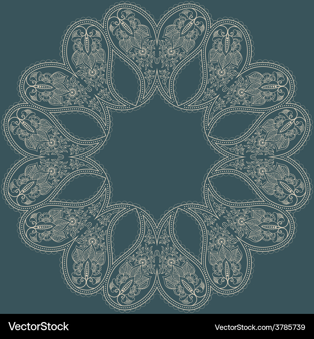 Dekorative Rundspitze mit Damask Vektorbild