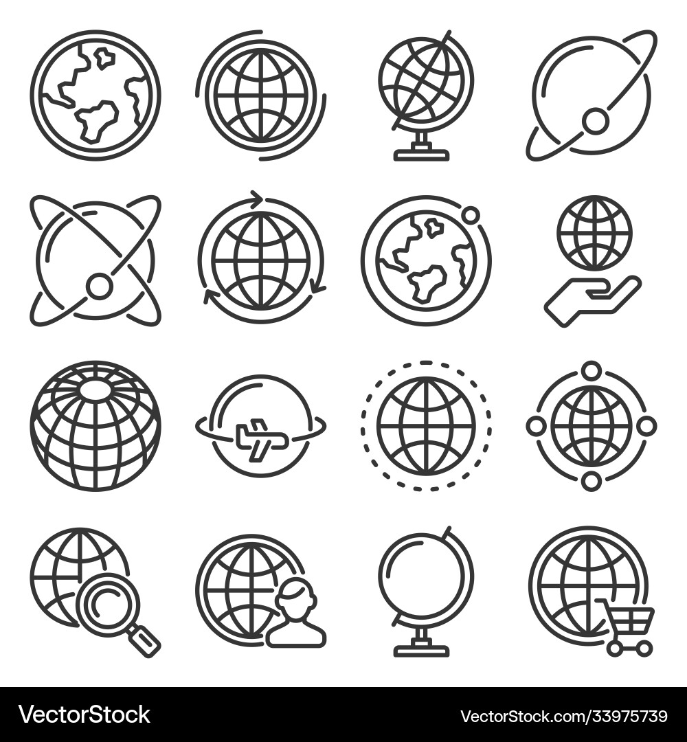 Earth globe icons set on white background vector image