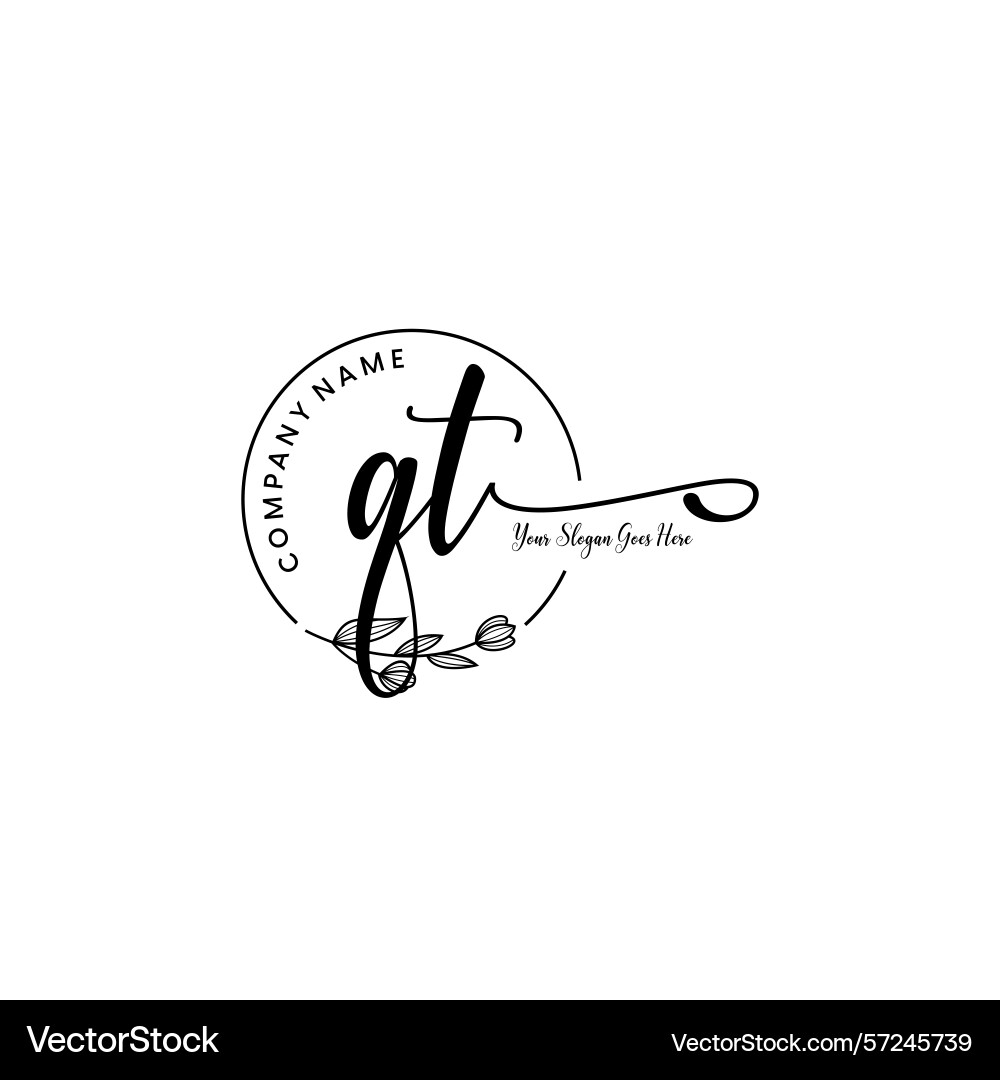 Elegant qt initial logo design with botanical Elegant qt initial logo design with botanical Vector Image