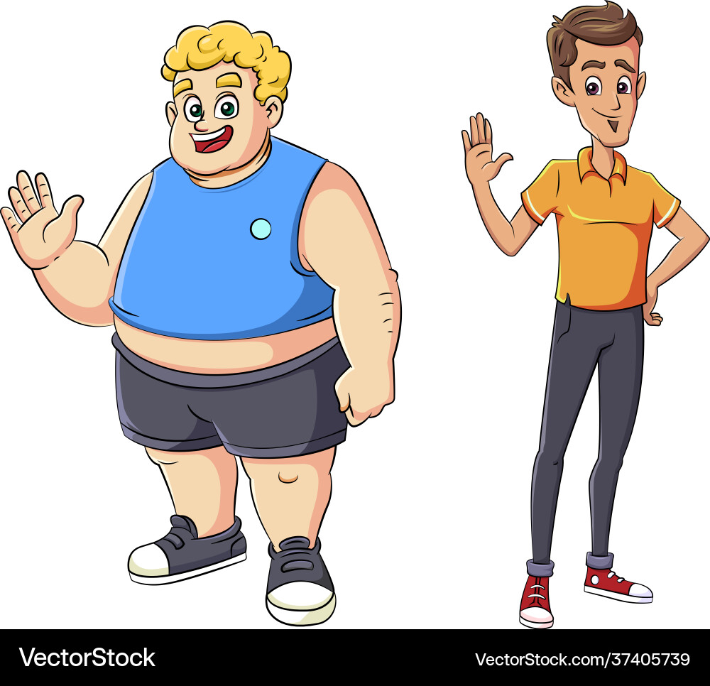 Fat and skinny guy Fat and skinny guy vector image