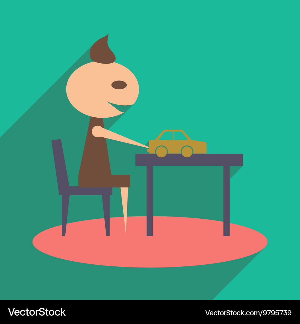 Flat with shadow icon and mobile application boy Vector Image