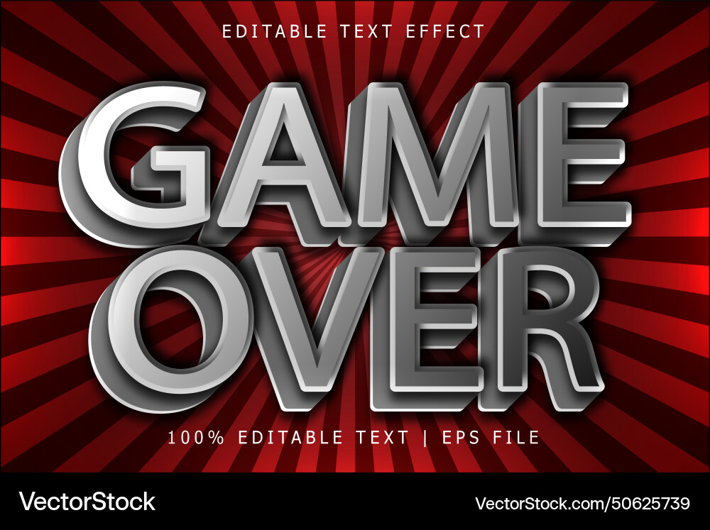 Game over editable text effect 3 dimension emboss Game over editable text effect 3 dimension emboss vector image