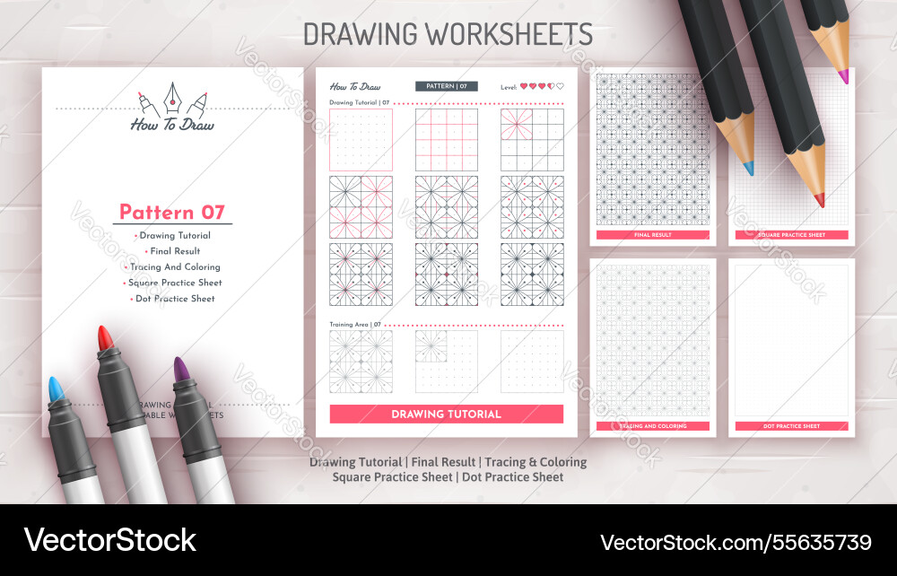 How to draw a pattern step by drawing vector image