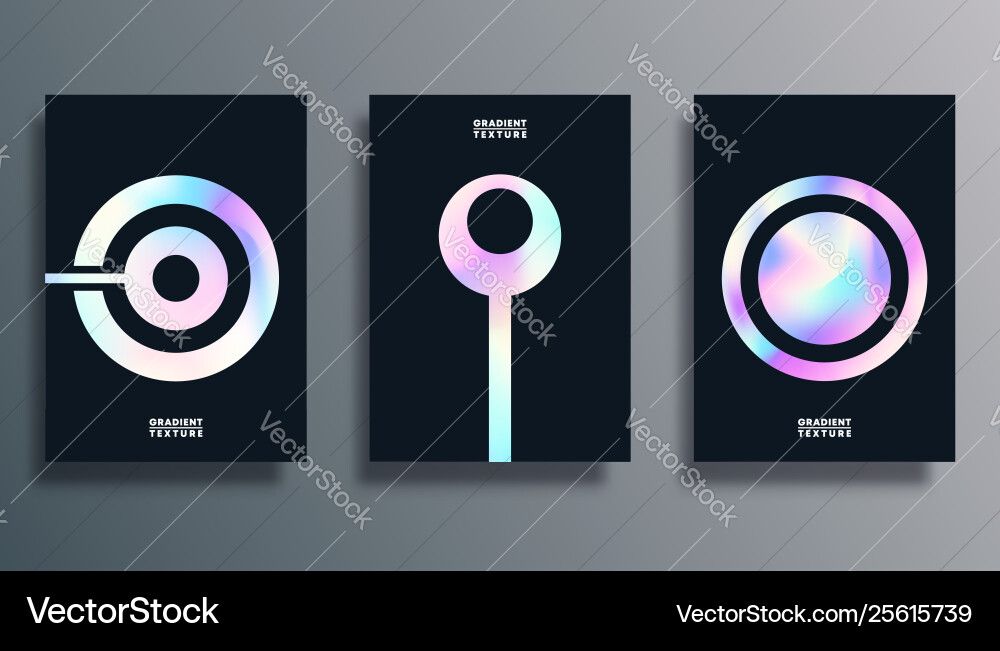 Set cover with hologram gradient texture shape Set cover with hologram gradient texture shape vector image