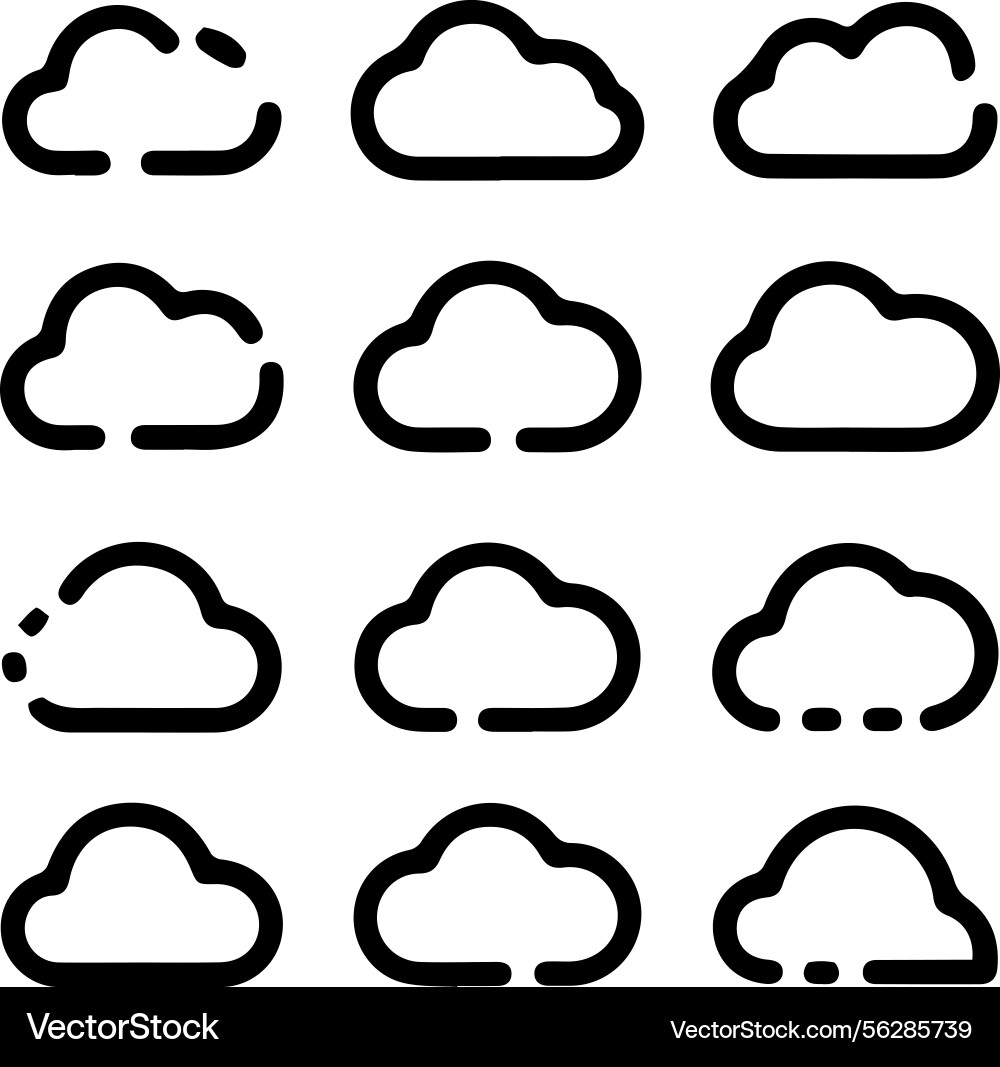Set of cloud icons in a grid layout Vector Image