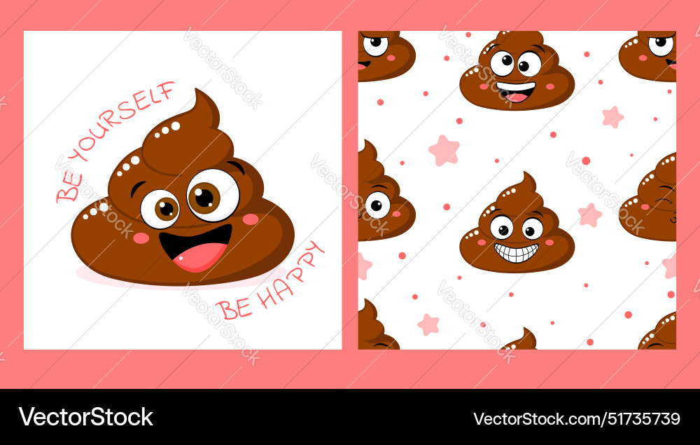 Set of seamless pattern and one print with cute Set of seamless pattern and one print with cute vector image