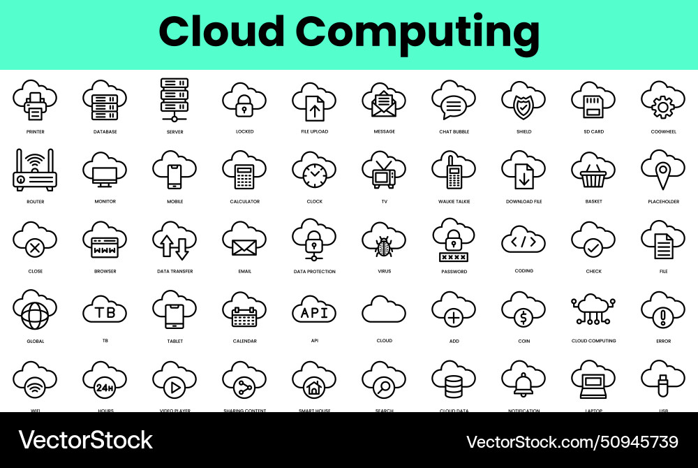 Set von Cloud Computing-Symbolen lineare Stil-Icon Set von Cloud Computing-Symbolen lineare Stil-Icon vektorbild