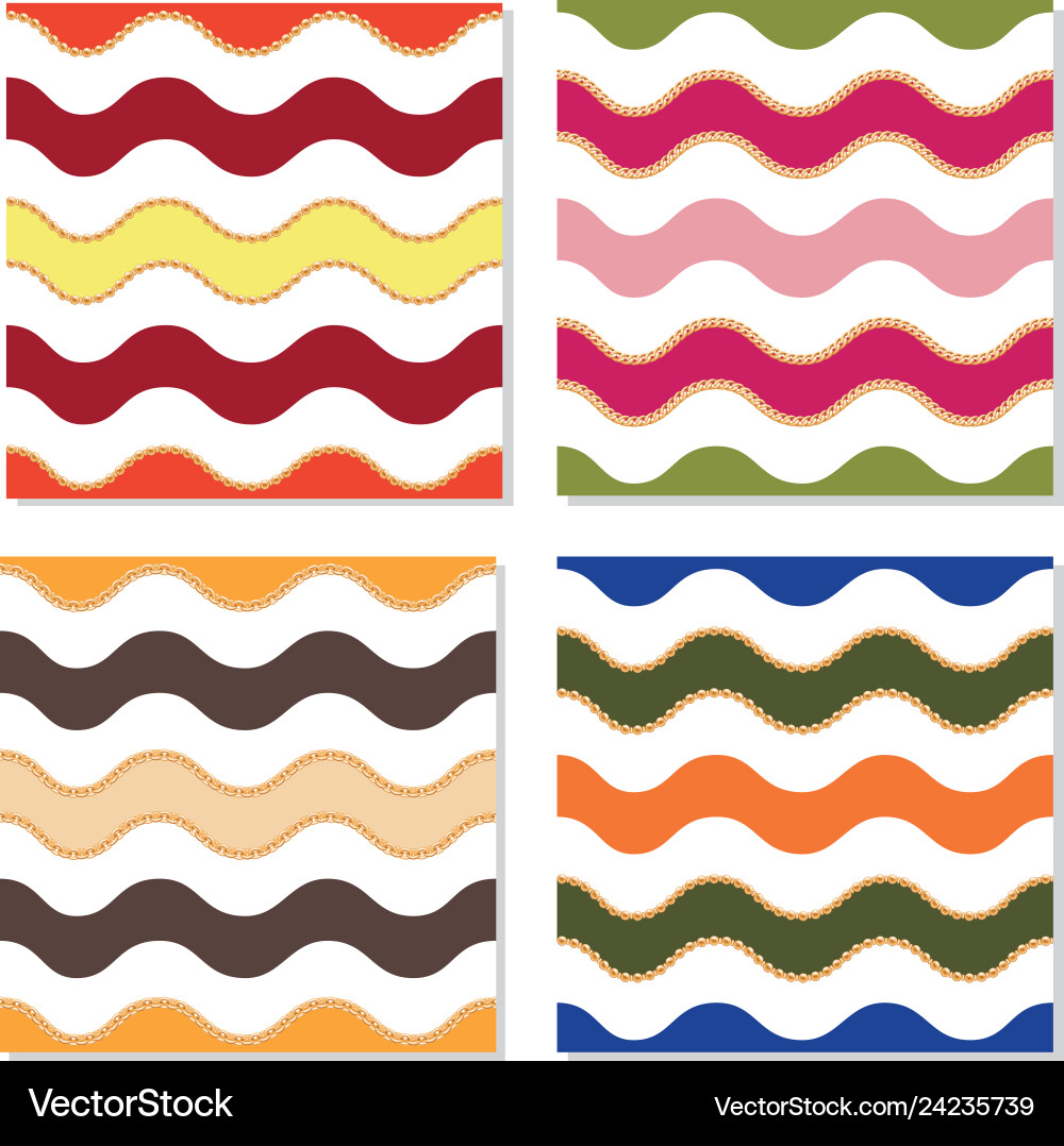 Wavy Chain Pattern Set Vector Image