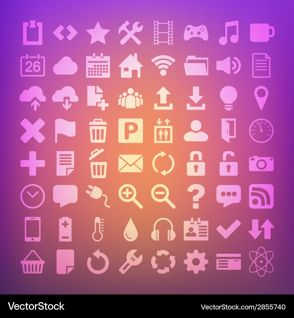64 universal flat icon set for web desighers ui Vector Image